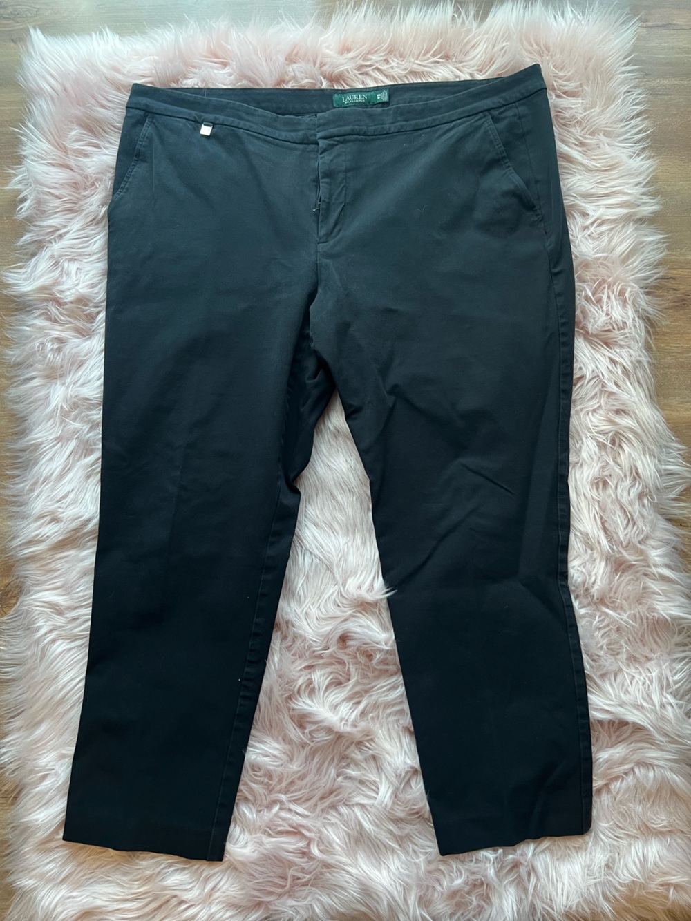 Lauren Ralph Lauren Black Straight-Leg Trousers Plus Size 18W